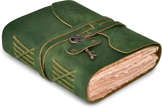 LEATHER VILLAGE Vintage Leather Journal – 200 Handmade Vintage Deckle Edge by LeatherVillage