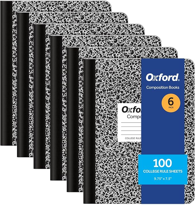 Oxford Composition Notebooks, College Ruled Paper, 9-3/4 x 7-1/2 Inches by Oxford