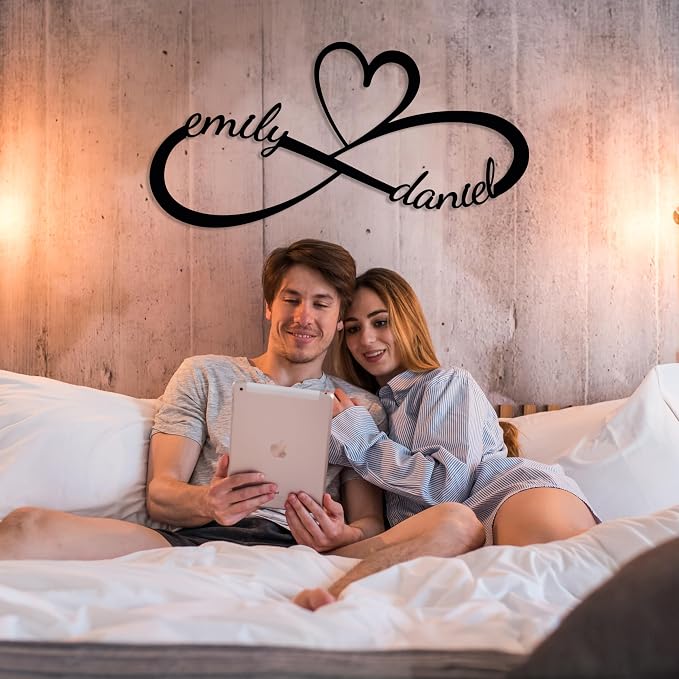 Personalized Valentines Day Metal Wall Sign, Custom Infinity Heart Love Couple - Image 2