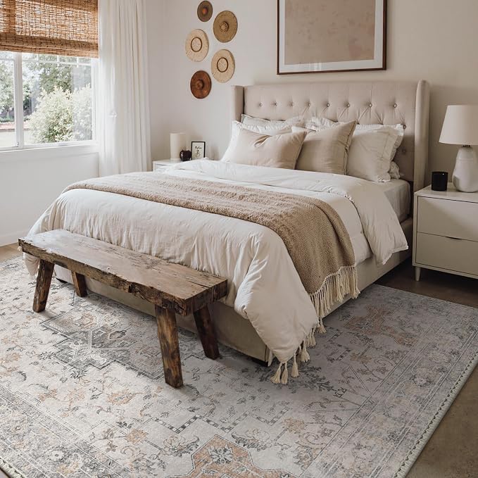 GENIMO 5X7 Area Rugs for Living Room, Machine Washable Non Slip Vintage Rugs - Image 3