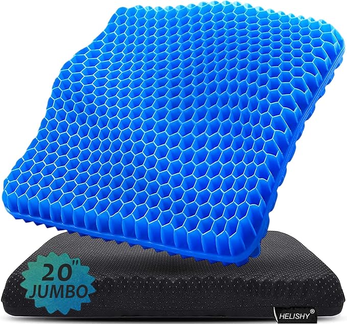 20" Gel Seat Cushion for Long Sitting Pressure Relief by Helishy