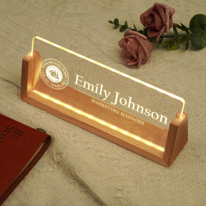 Custom Name Plate for Desk, Personalized Light Up Acrylic Desk Name Plate - Image 3
