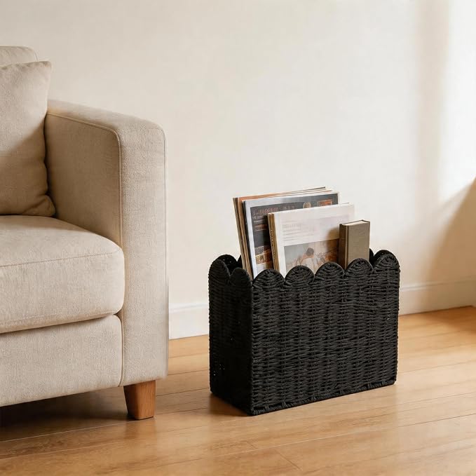 Black Paper Rope Magazine Holder - Image 7