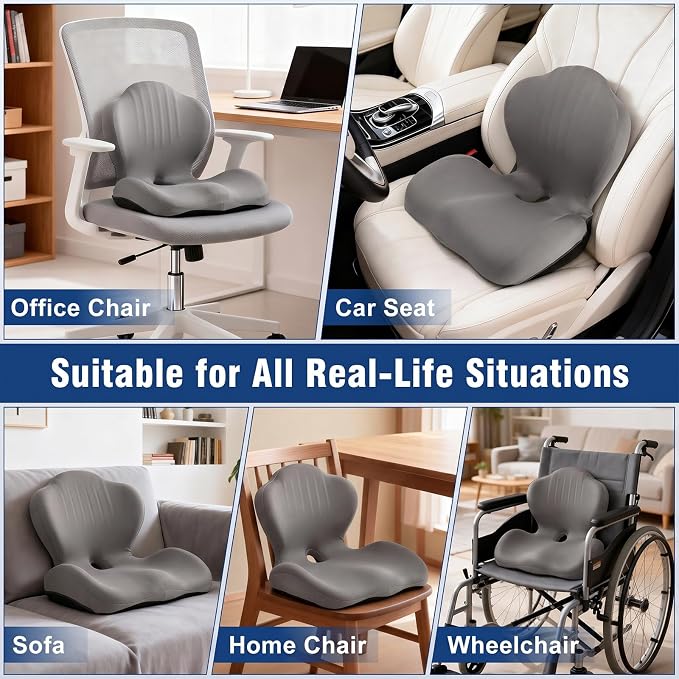 Car Seat Cushion with Lumbar Support Pillow, Memory Foam Office Chair Cushion - Image 7
