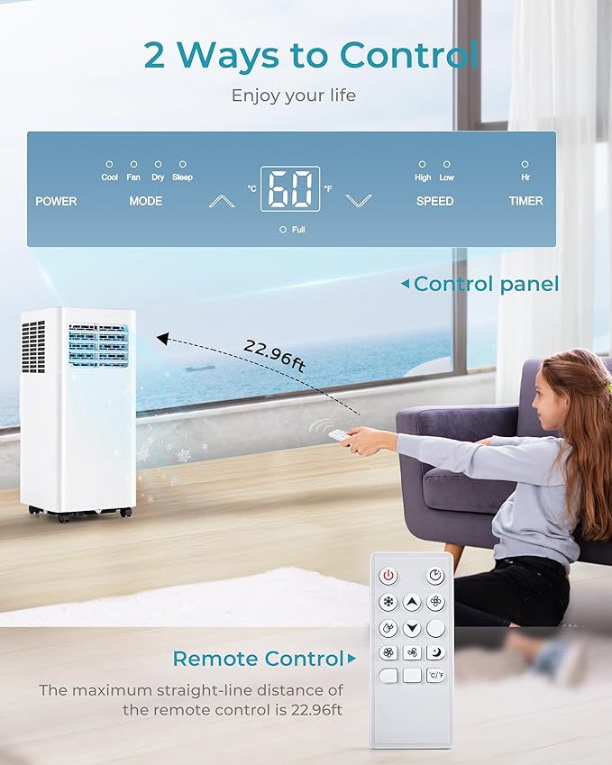 EUHOMY 10000 Btu Portable Air Conditioners, 4 in 1 Portable AC with Cool, Dry, Fan, Sleep Modes, Room Air Conditioners with 52dB & 24H Timer, with Remote, for Bedroom, Rooms, Apartment up to 450 Sq.Ft-DeskLoop Office