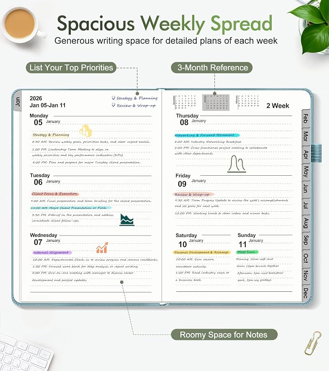 2026 Weekly & Monthly Planner, 12 Months Hardcover Planner from January 2026 - Image 3