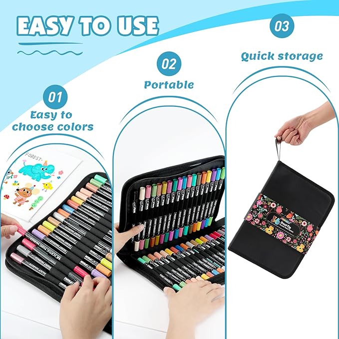 FUMILE 36 Colors Acrylic Paint Markers Dual Tip(Fine and Brush Tip), Acrylic Paint Pens paint Marker for Wood, Rock, Plastic, Glass, Ceramic, Canvas.Acrylic Markers Set for DIY Crafts and Art.-DeskLoop Office