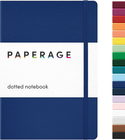 PAPERAGE Dotted Journal Notebook, (Royal Blue), 160 Pages, Medium 5.6 in x 8 in - 100 GSM Thick Paper – Hardcover Journaling Notebook for Work, School & Bullet Journaling-DeskLoop Office