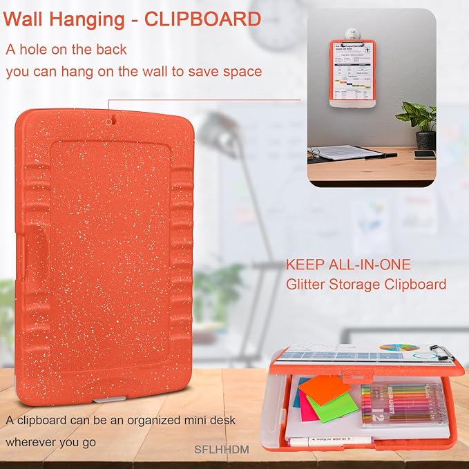 Glitter Clipboard with Storage, Storage Clipboard with Pen Holder, A4 Binder - Image 6