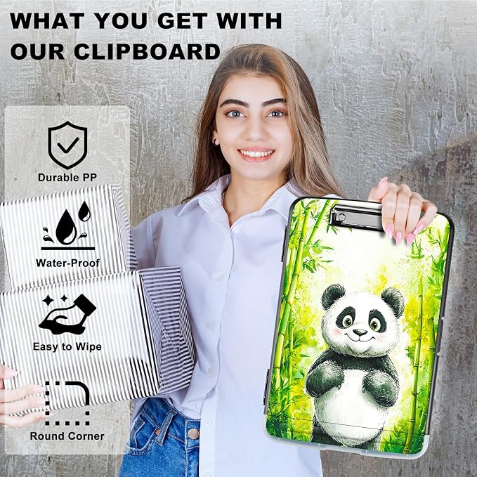 Green Bamboo Panda A4 Clipboard - Image 2