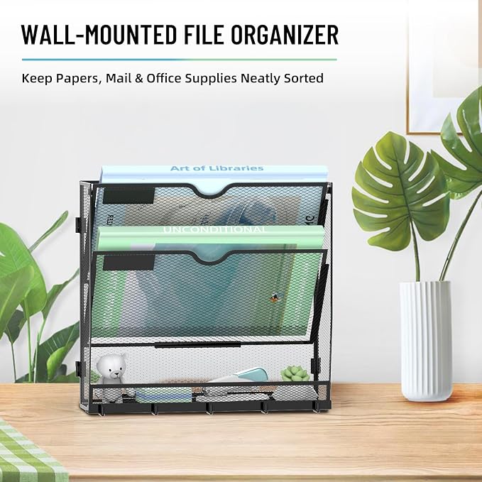 SUPEASY Wall File Organizer, 3 Tier Hanging File Organizer - Image 8