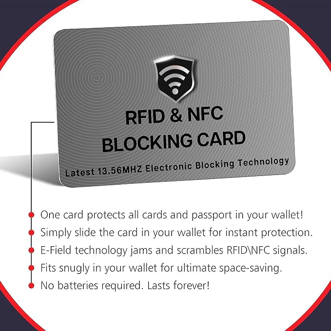 SaiTech IT 2 Pack RFID Blocking Cards, One Card Protects Entire Wallet Purse - Image 8