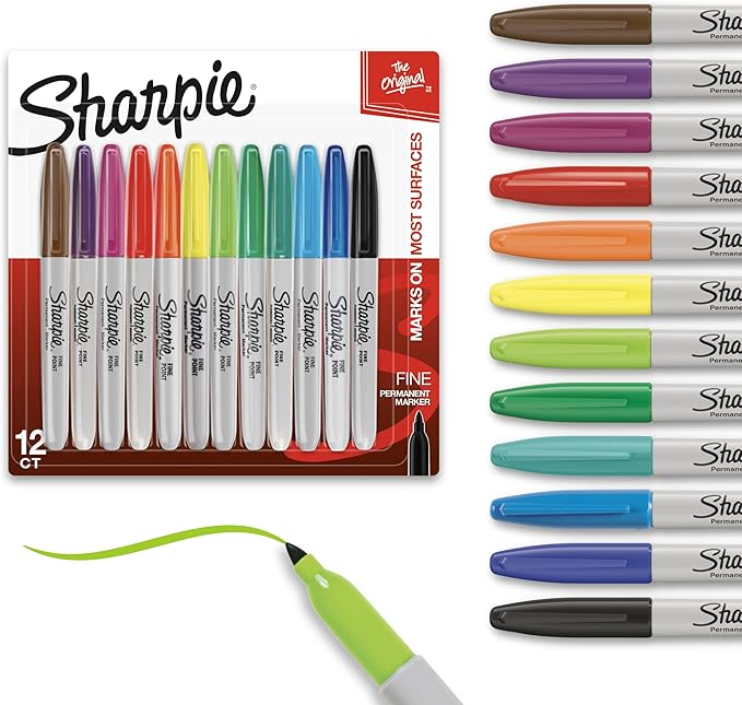 Sharpie Permanent Markers, Fine Tip, Fade Resistant, Arts & Crafts, Office by Unknown