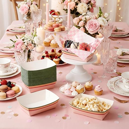 Geosar 100 Pcs Gingham Party Supply Disposable Paper Food Tray Bulk Disposable - Image 8