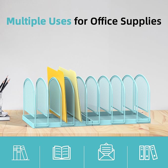 SUPEASY File Organizer 9-Section Mesh Desk Organizer, Upright File Organizer - Image 6