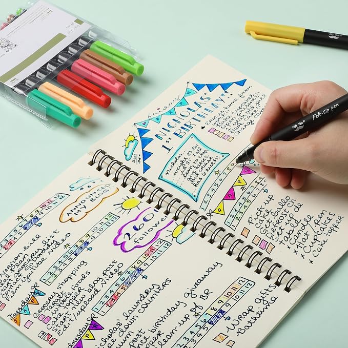 Mr. Pen- Felt Tip Pens, 8 Pack, Fast Dry | Fine Felt Tip Pens - Image 6