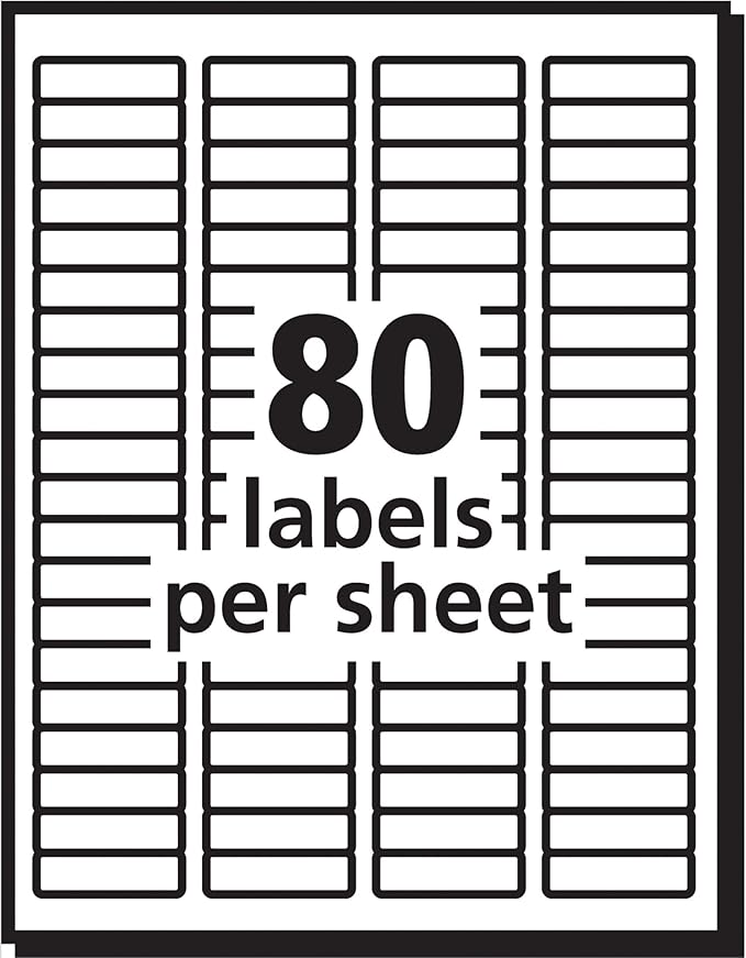 Avery Printable Return Address Labels with Sure Feed, 0.5" x 1.75", White, 8,000 Blank Mailing Labels (05167)