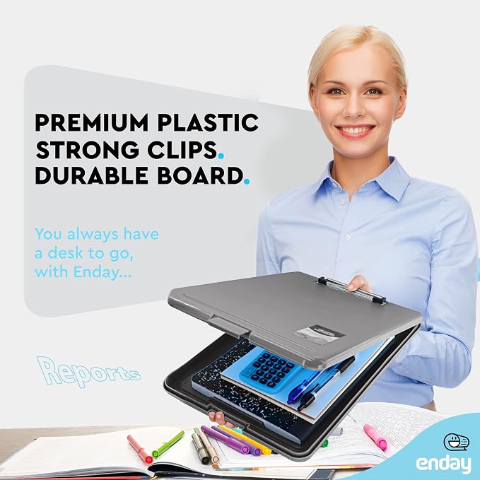 Clipboard with Storage Black, Clipboards with Letter Size Compartments Storage - Image 2