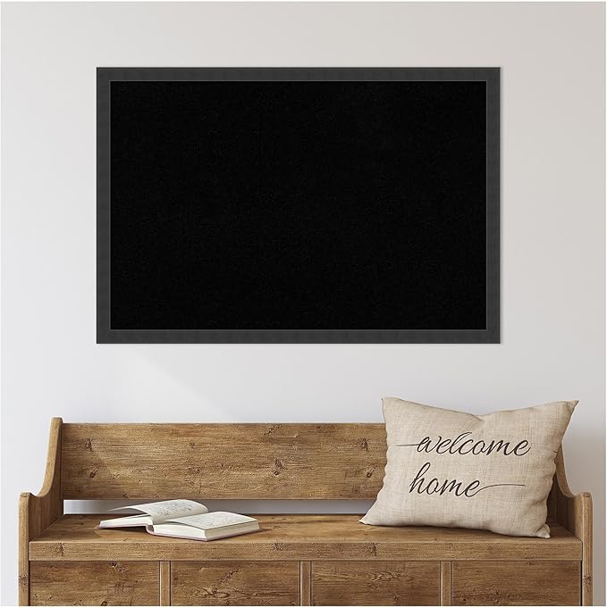 Amanti Art Black Cork Board for Wall, 26x38 Vision Board with Black Wood Frame, Large Corkboard Office Decor for Home Organization, Modern Contemporary Corkboard Pinboard to display items for home-DeskLoop Office