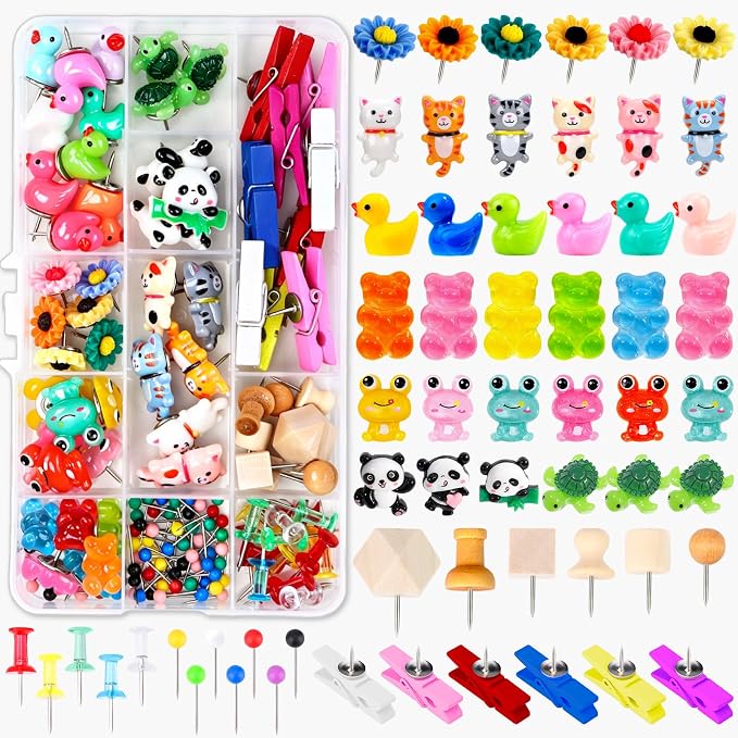108Pcs Push Pins Cute Thumb Tacks by Unknown