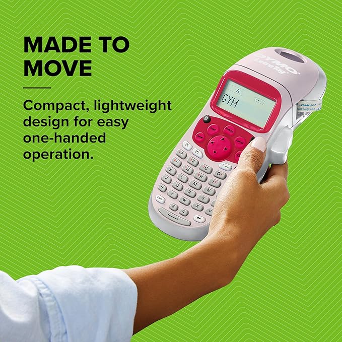DYMO LetraTag LT-100H Handheld Label Maker ABC Keyboard Label Printer with Easy-to-Use, 13 Character LCD Screen Great for Home & Office Organisation Pink-DeskLoop Office