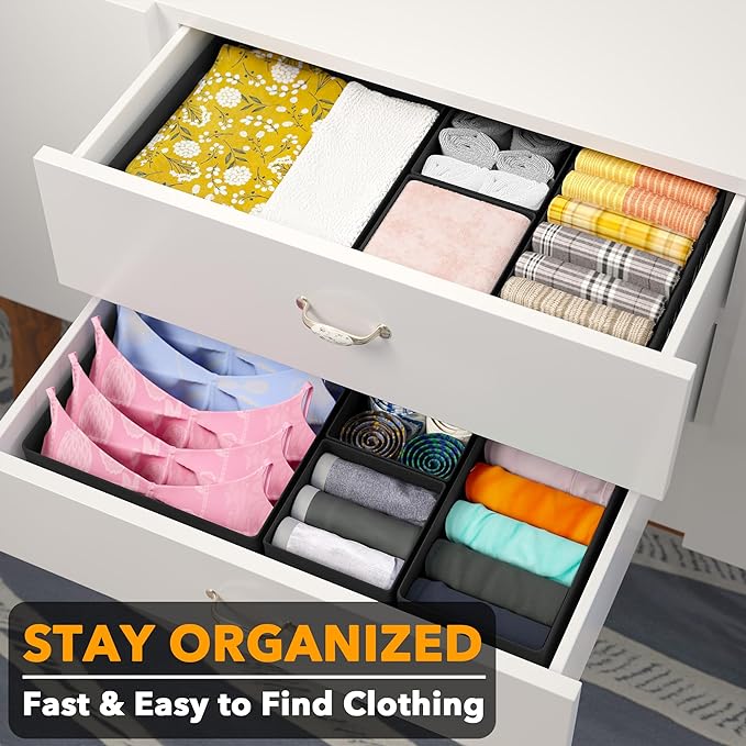 SpaceAid Drawer Organizer Clothes, 12 Pack Dresser Organizer Bins - Image 3