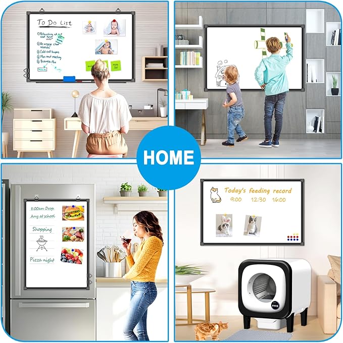 H-Qprobd 36"x24" White Board for Wall Double-Sided Magnetic Dry Erase Board with Black Aluminum Frame, Presentation Whiteboard Suitable for Home, Office, Classroom & Kitchen-DeskLoop Office