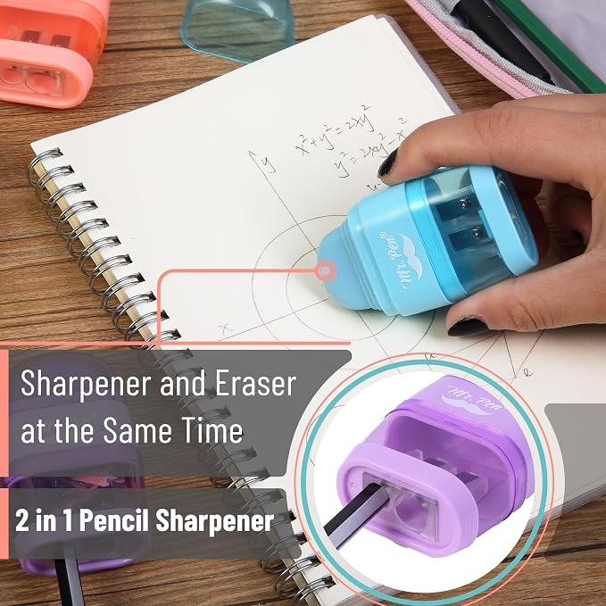 Mr. Pen- Pencil Sharpener & Eraser, 4 Pack | 2-in-1 Manual Sharpeners - Image 5