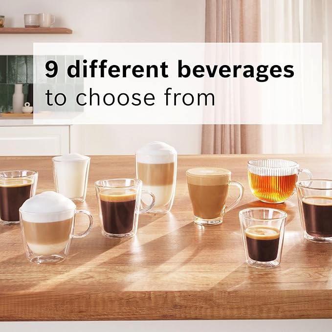 Bosch 500 Series Fully Automatic Espresso and Coffee Machine – Touch Control Panel, Milk Hose, Ceramic Grinder, Uses Beans & Ground Coffee, 9 One-Touch Drinks, in Black TPU40109-DeskLoop Office