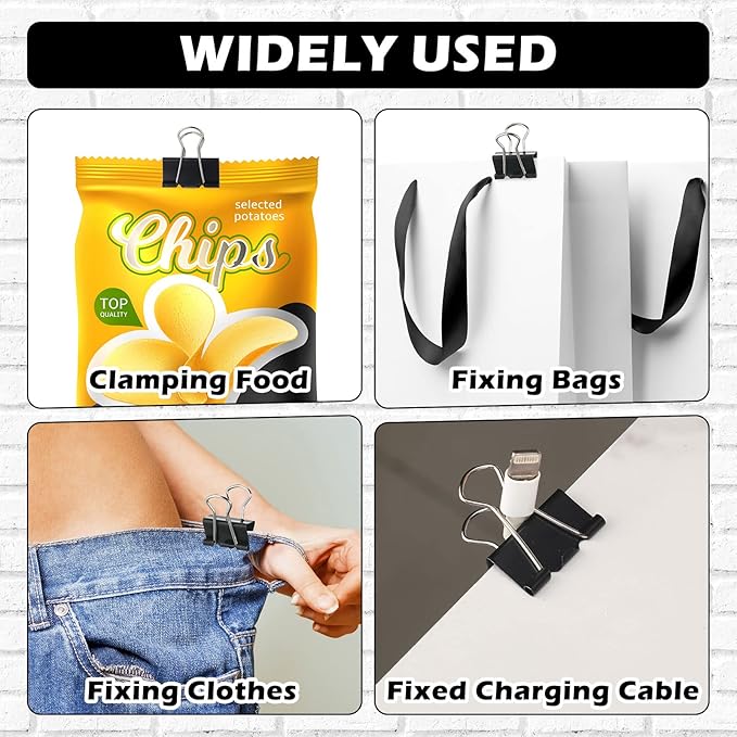 Yexiya 600 Pcs Medium Binder Clips Paper Clips Office Supplies Paper Clamps for Teachers Students School Office Business Paperwork Supplies (Black, 1.25 Inch)-DeskLoop Office