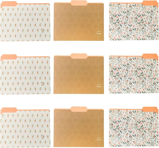 Steel Mill & Co. Set of 9 File Folders, Bees | Thick Sturdy Document Organizer - Image 3