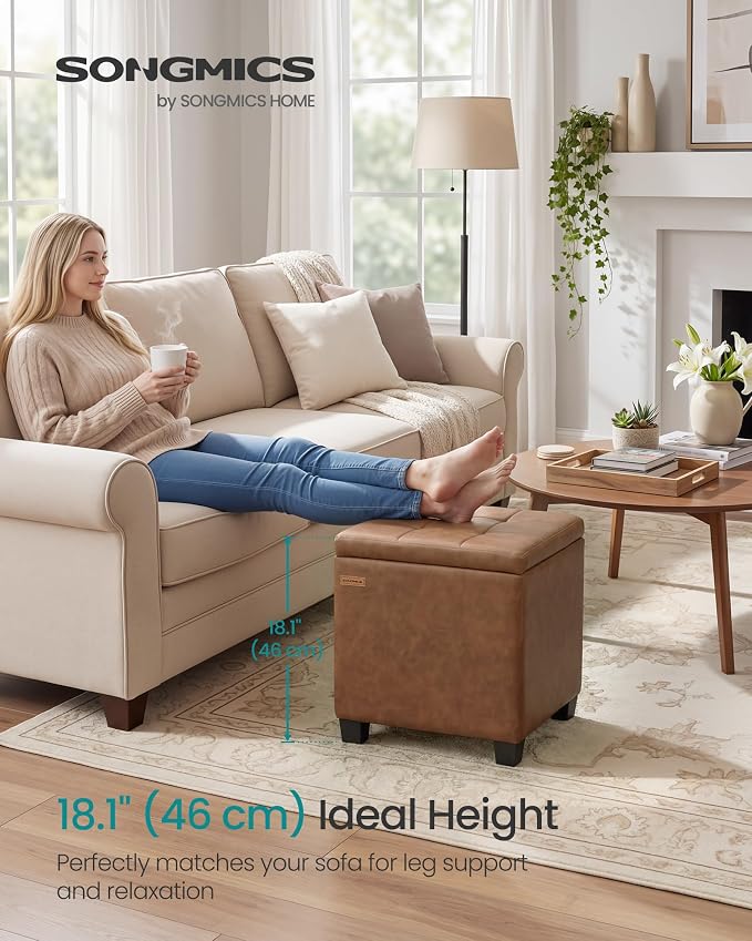 SONGMICS Square Storage Ottoman, Foot Stool Footrest - Image 3