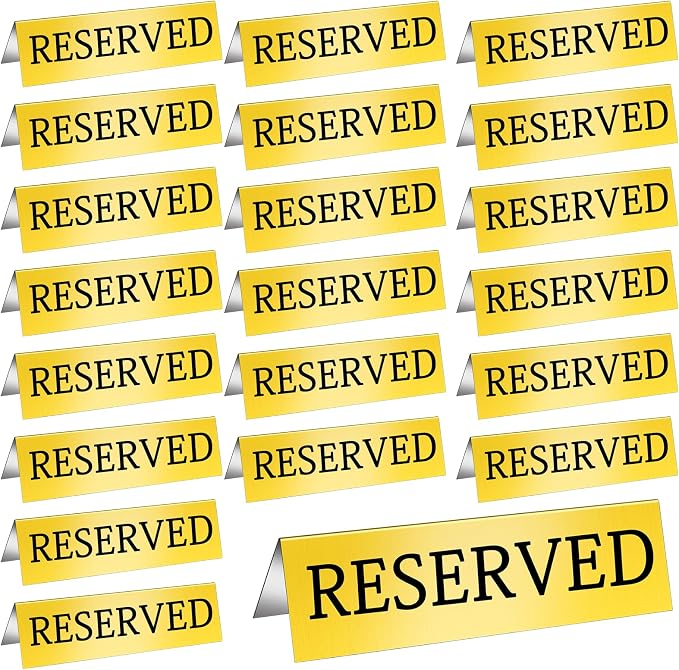 Aemygo 24 Pcs Metal Reserved Table Signs, Double Sided Tent Guest Reservation by Aemygo