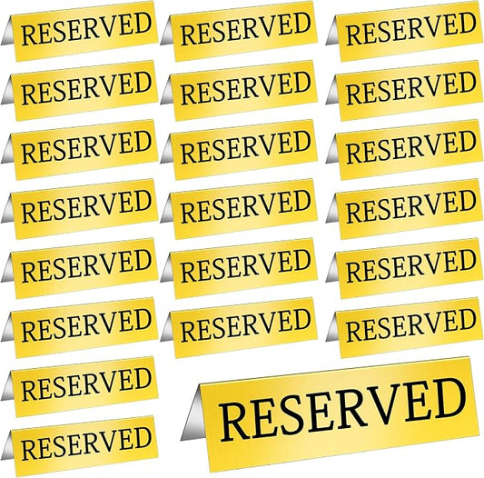 Aemygo 24 Pcs Metal Reserved Table Signs, Double Sided Tent Guest Reservation by Aemygo