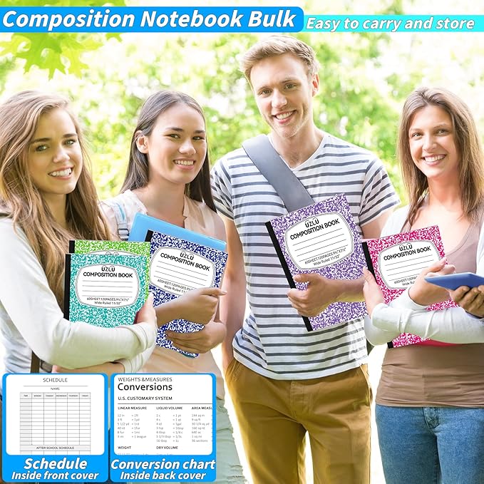 24 Pack 9.75 x 7.5 in Large Composition Notebooks Bulk 12 Color Wide Ruled - Image 5