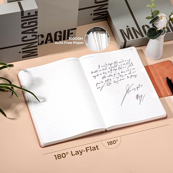 Leather Journal for Men 320 Pages B5 Large Journaling Notebooks with 100 GSM Thick Paper Journals for Writing Notebook for Men & Women with Buckle Closure Work Diary, 7.28" x 10.23", Pink-DeskLoop Office