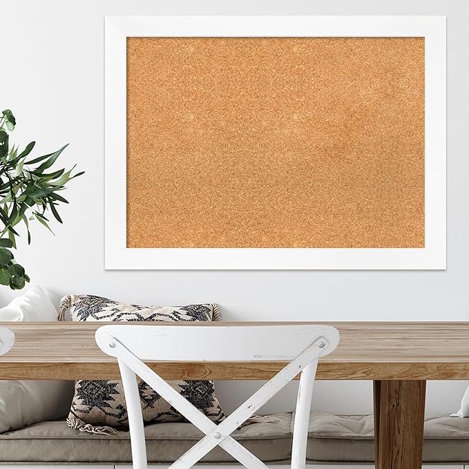 Amanti Art Natural Cork Board for Wall, 23x31 Vision Board with White Frame, Medium Corkboard Office Decor for Home Organization, Modern Corkboard Pinboard to Display Items for Home Organization in-DeskLoop Office
