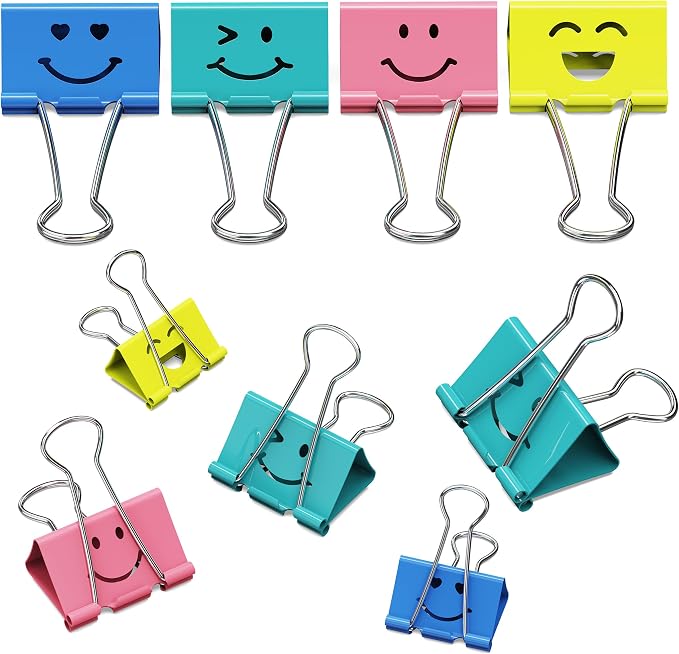 Optomni Binder Clips, 62 Pack, Medium & Large, Colorful Metal Paper Clips by Optomni
