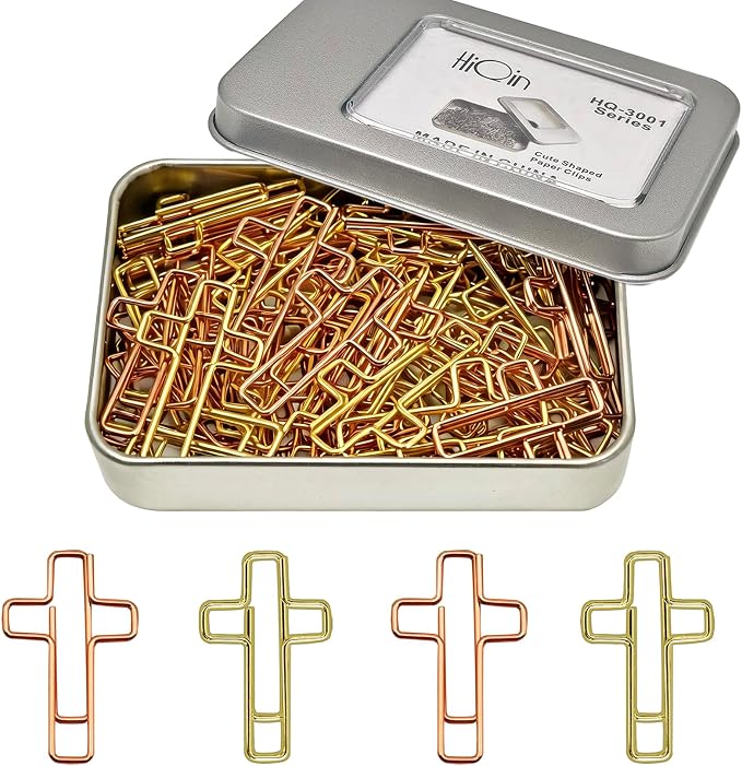 50 PCS Cross Paper Clips, Bible Study Supplies Bible Stuff Things Accessories by HiQin