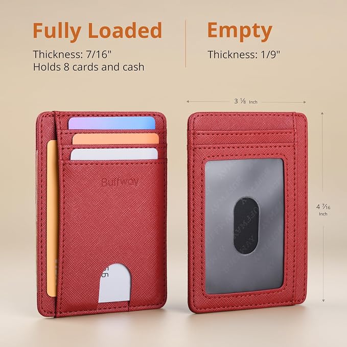 Buffway Slim Minimalist Front Pocket RFID Blocking Leather Wallets - Image 5
