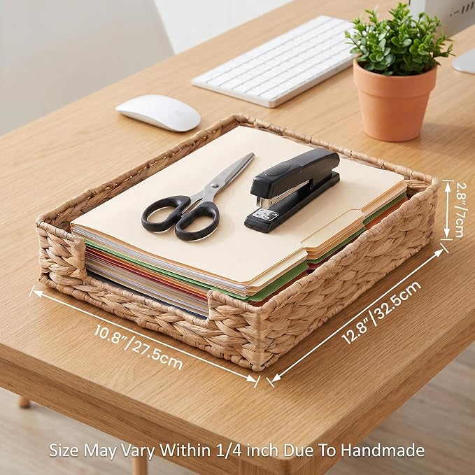 Letter Tray Water Hyacinth, Wicker Desk Organizer - Image 2