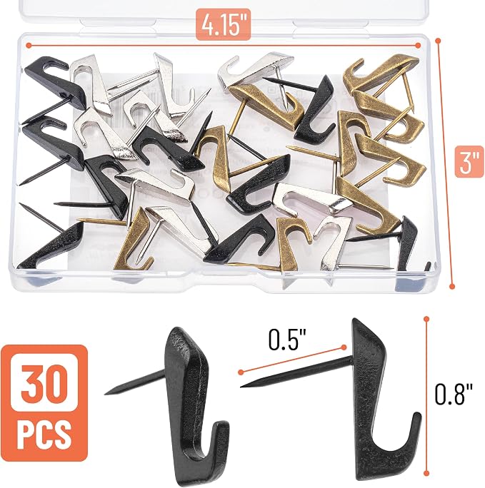 Mr. Pen- Push Pin Hooks for Hanging Pictures, 30 Pack | Decorative Push Pins - Image 2