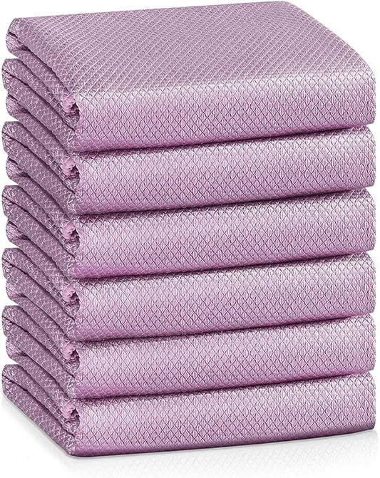 Easy Clean Fish Scale Nanoscale Cleaning Cloth,Streak Free Microfiber Glass Cleaning Cloths for Window Mirrors Windshields,Lint Free Microfiber Polishing Cleaning All-Purpose Towel Pack of 6(Purple)-DeskLoop Office