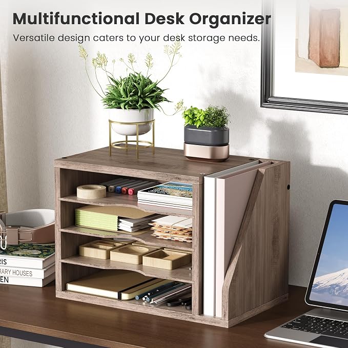 Creso hom Mail Sorter, File Organizer Desktop, Wood Desk Organizer - Image 2
