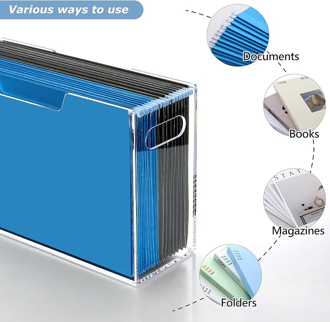 DINGHUO Legal Size File Organizer, Acrylic Protable Hanging File Organizer - Image 6