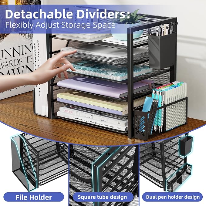 Simple Trending 6 Tier Desk File Organizer, Paper Letter Tray Organizer - Image 5
