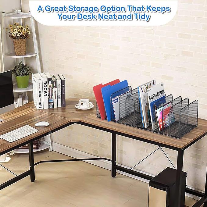 TOPCJ 5 Sections Desk File Holder/Rack/Sorter, Mesh File Organizer, File Folder - Image 5