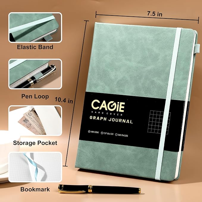 CAGIE Graph Notebook 320 Pages 100 GSM Paper Graphing Grid Journal B5 Hardcover - Image 5