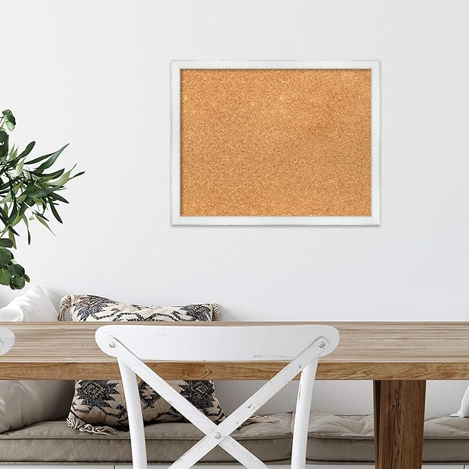 Amanti Art Natural Cork Board for Wall, 15x19 Vision Board with White Frame, Small Corkboard Office Decor for Home Organization, Country Rustic Corkboard Pinboard to Display Items for Home-DeskLoop Office