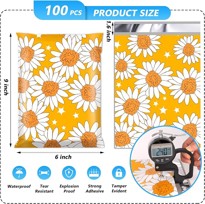 100 Pcs 6x9 Inch Poly Mailer, Waterproof & Tear-Resistant Shipping Bags - Image 2
